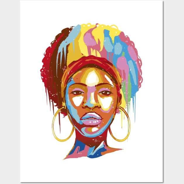 Black Woman Colors Fade t shirt P Wall Art by LindenDesigns